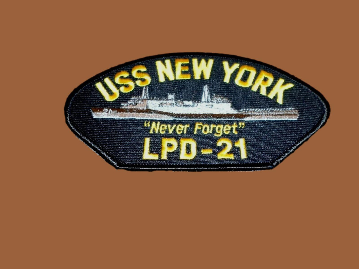 USS NEW YORK LPD-21 U.S NAVY SHIP HAT PATCH U.S.A MADE IN MEMORY OF 9-11