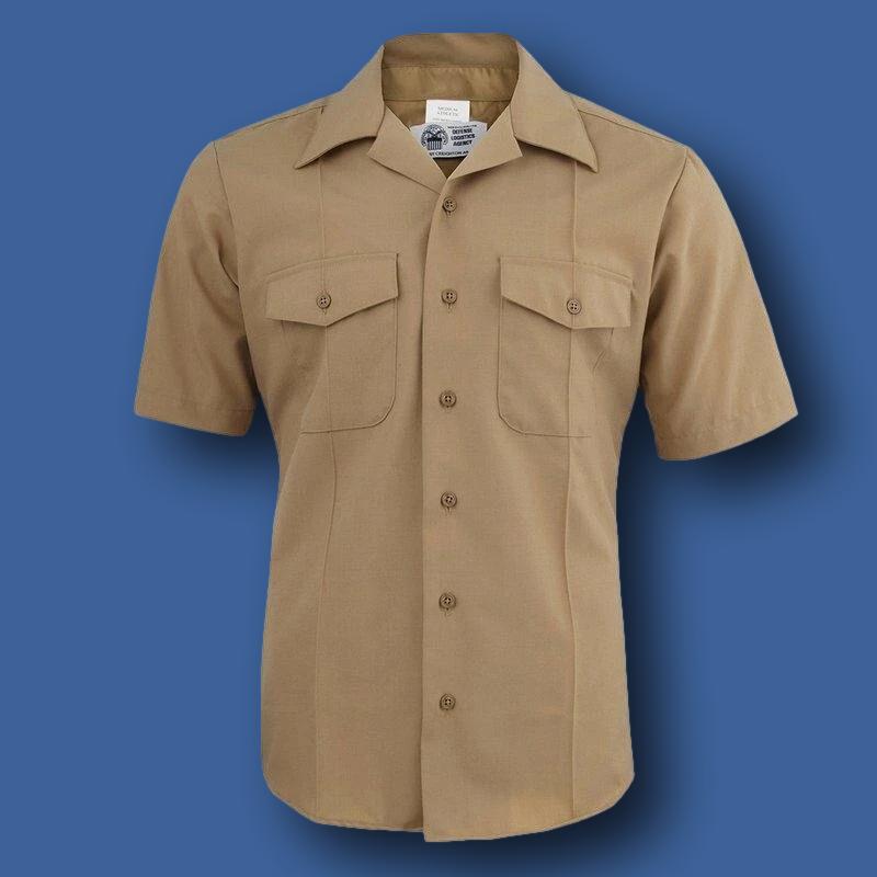 U.S MILITARY ISSUE NAVY MEN'S KHAKI DRESS SHIRT SHORT SLEEVE X-LARGE SIZE 18.5