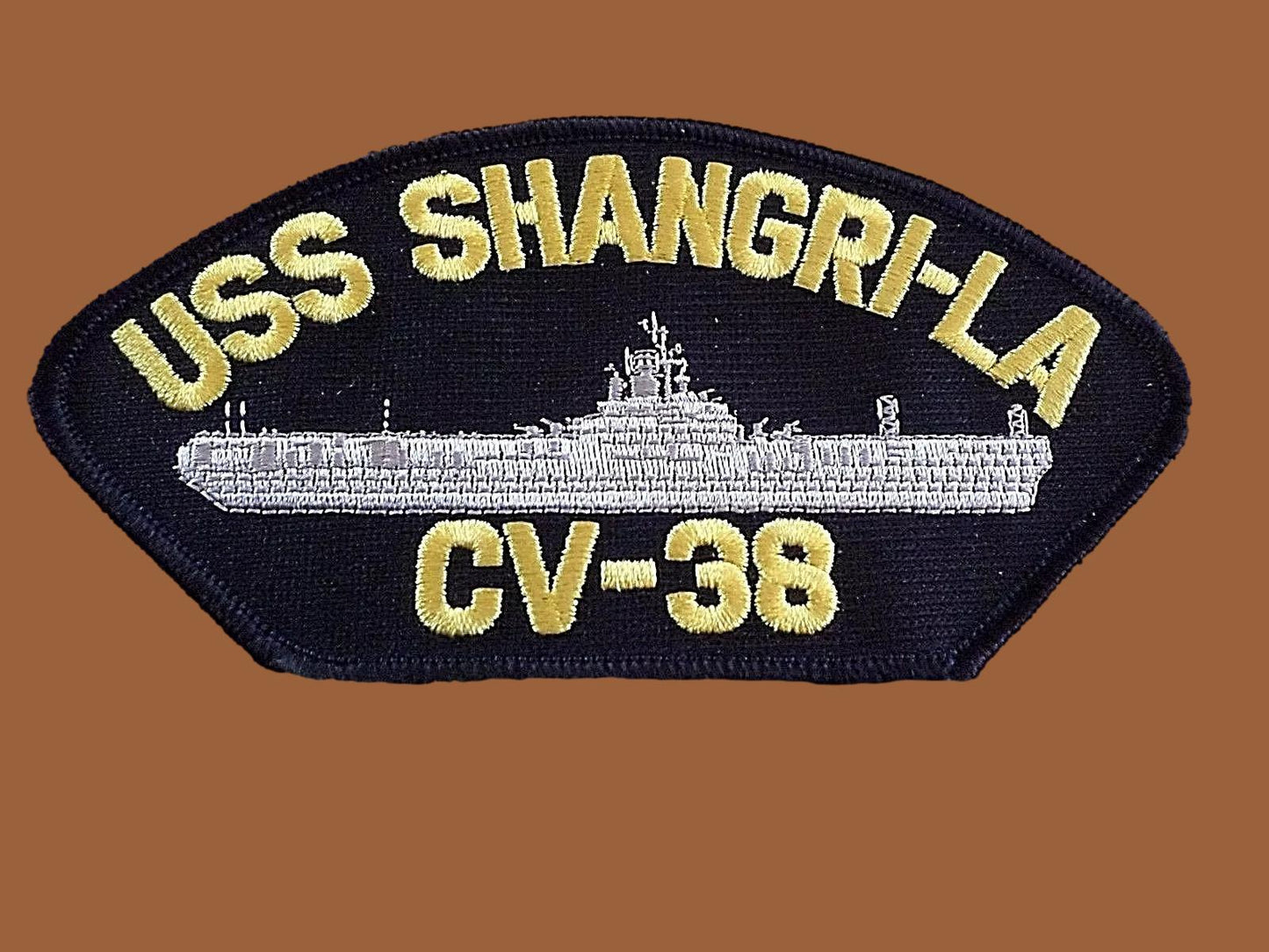 USS SHANGRI- LA CV-38 U.S NAVY SHIP HAT PATCH CARRIER U.S.A MADE HEAT TRANSFER