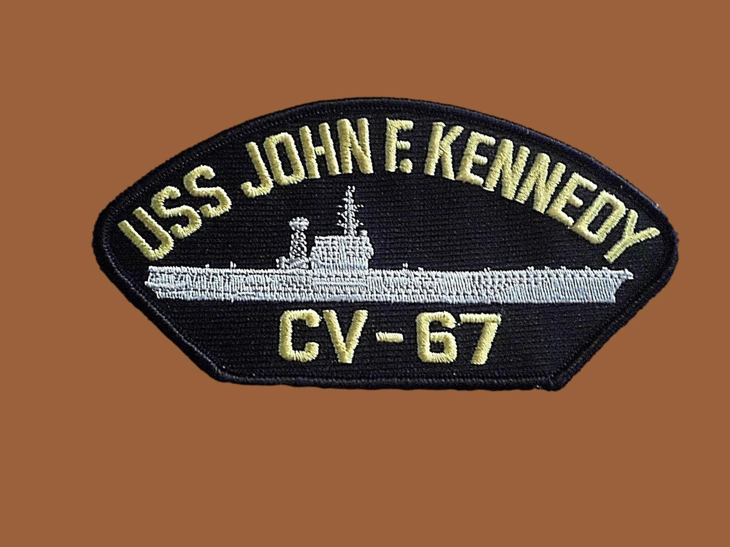 U.S NAVY SHIP HAT PATCH. USS JOHN F. KENNEDY CV-67 CARRIE USA MADE HEAT TRANSFER