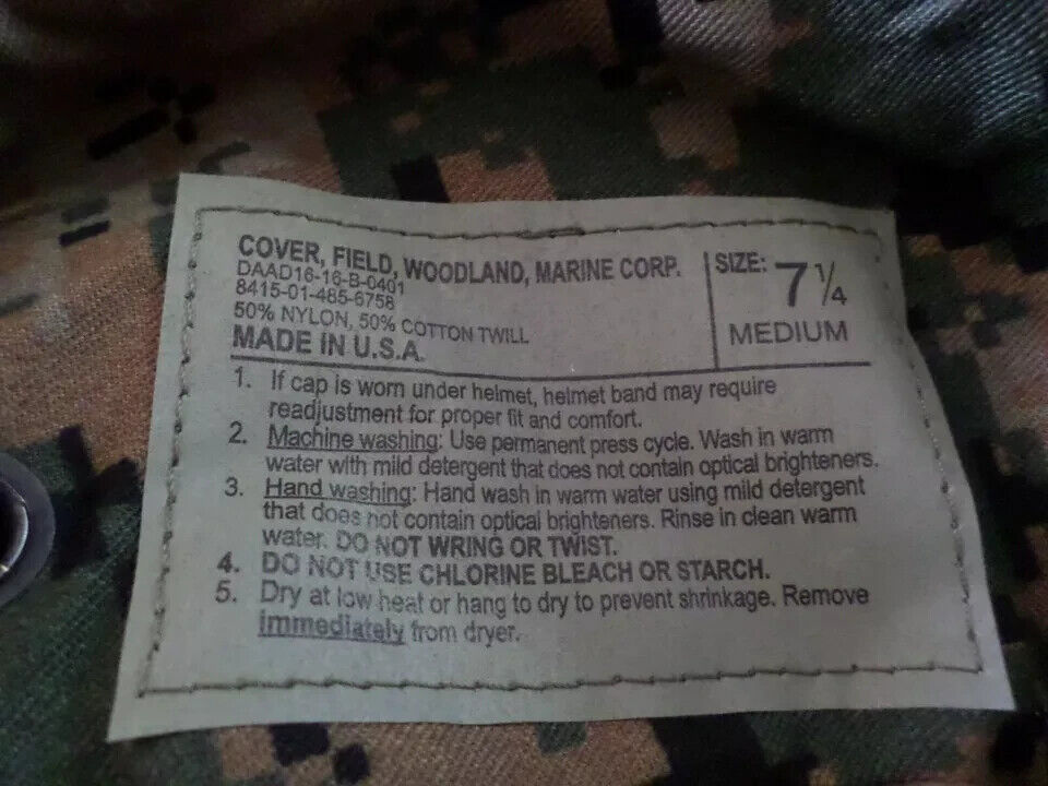MARINE CORPS BOONIE HAT USMC DIGITAL WOODLAND MARPAT CAMOUFLAGE USA MADE M-L-XL