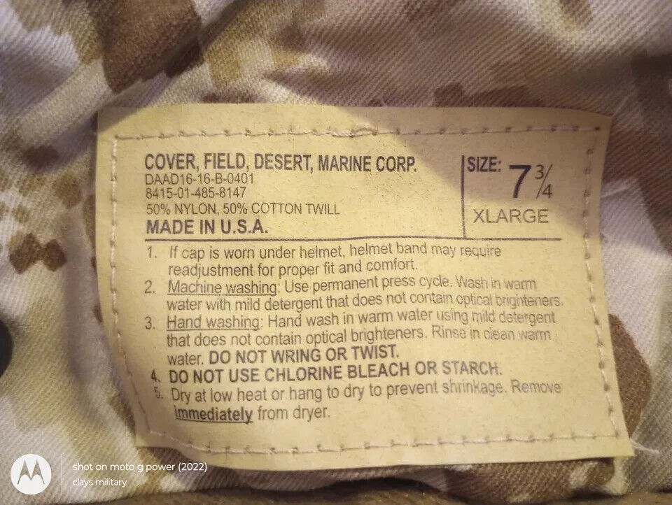 MARINE CORPS BOONIE HAT USMC DIGITAL DESERT MARPAT CAMOUFLAGE USA MADE M-L-XL