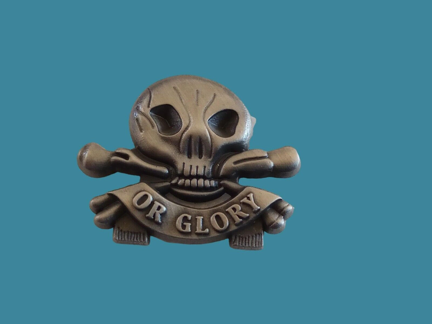 SKULL AND BONES HAT PIN LAPEL DEATH OR GLORY DOUBLE POST PIN NEW IN BAGS