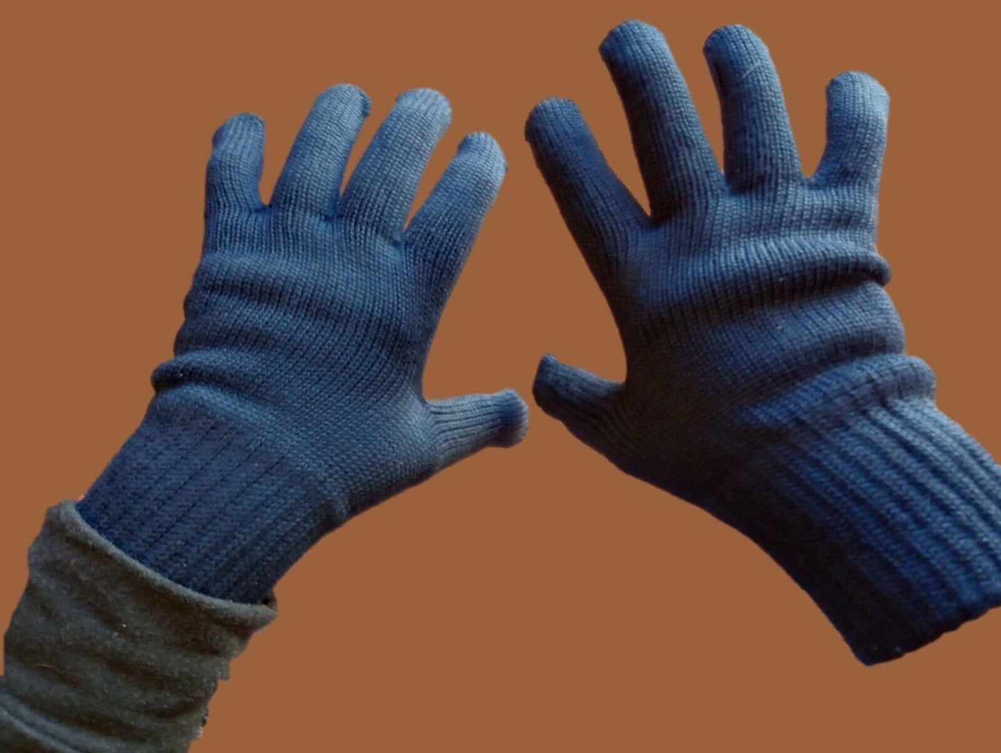 EAST GERMAN MILITARY ISSUE NAVY WOOL GLOVES COLD WEATHER LARGE NVA