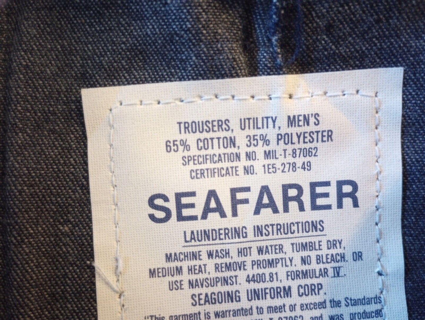 SEAFARER NAVY BLUE JEANS BELL BOTTOM DENIM DUNGAREES