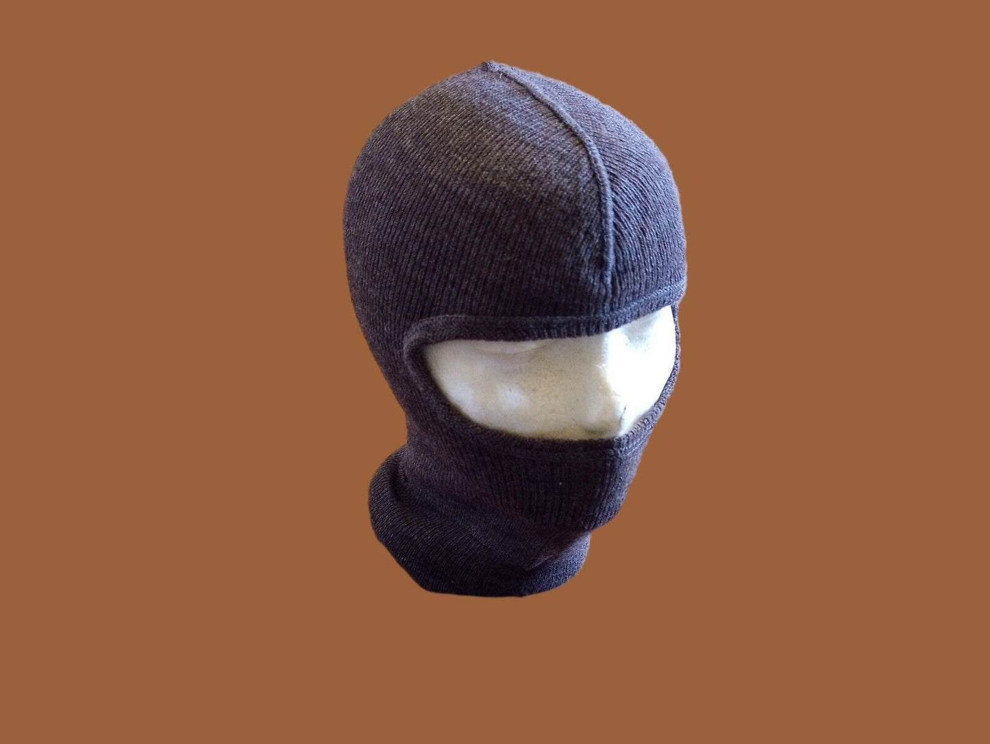SWISS ARMY MILITARY BALACLAVA COLD WEATHER WOOL FACE MASK BROWN 1 HOLE SURPLUS