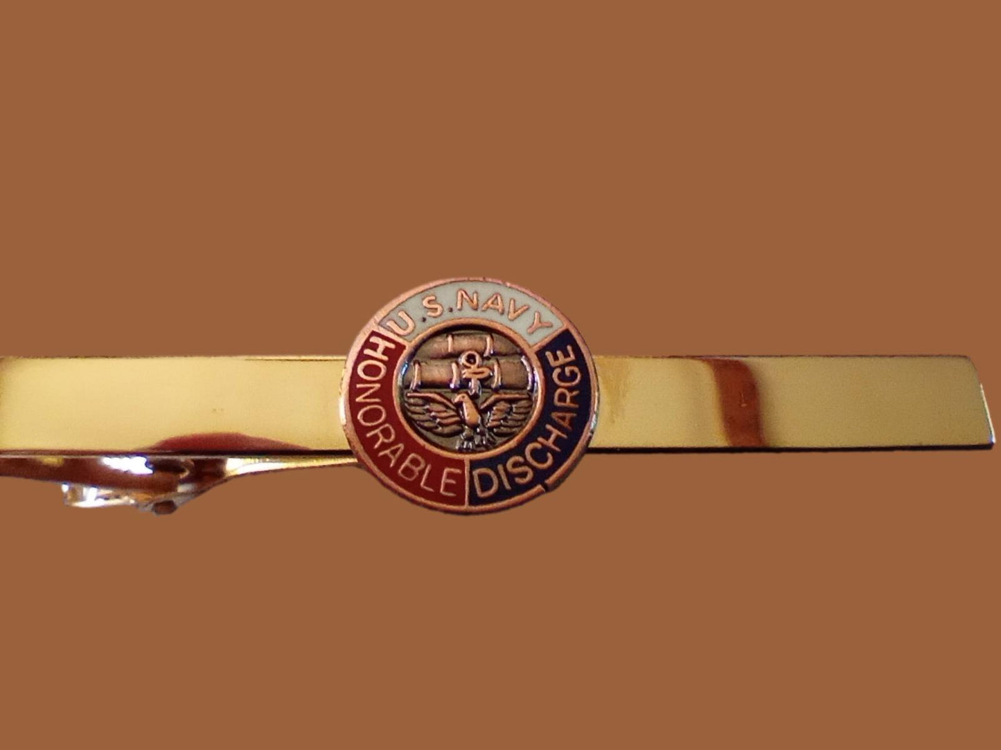 NAVY HONORABLE DISCHARGE TIE BAR OR TIE TAC CLIP ON TYPE U.S MILITARY U.S.A MADE