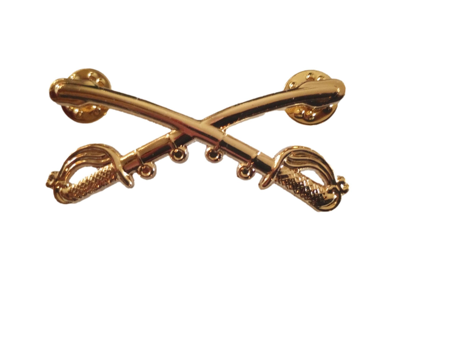 U.S MILITARY CAVALRY METAL HAT BADGES PIN CROSSED SABERS SWORDS LARGE PIN 2 1/4