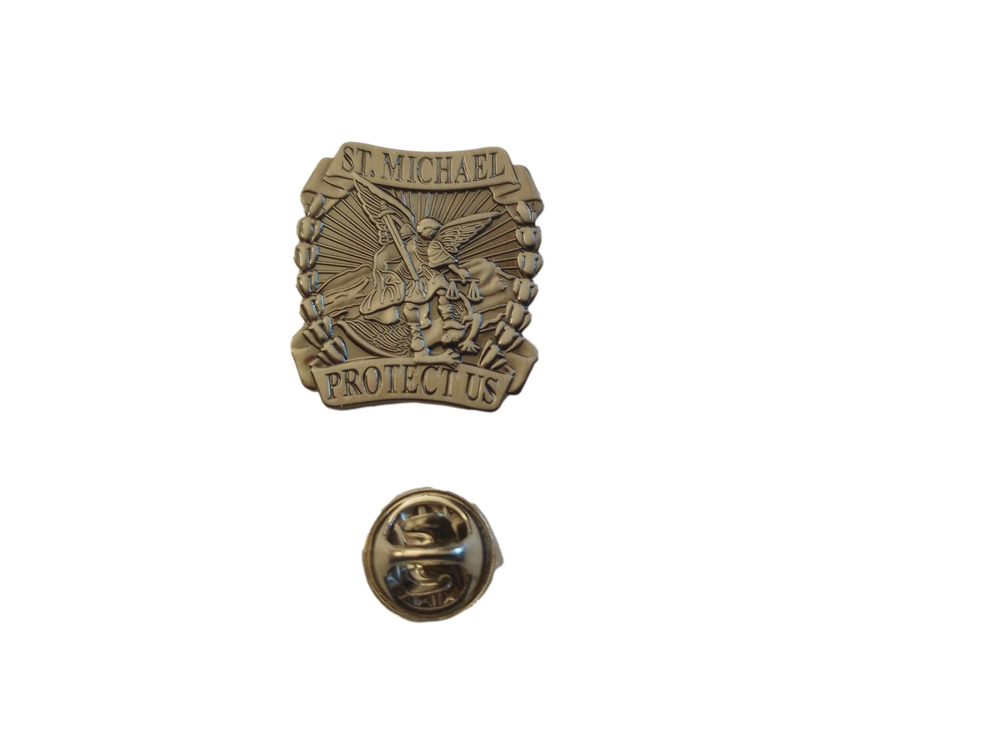 ST. MICHAEL PROTECT US SPIRITUAL RELIGIOUS HAT/LAPEL PIN NEW IN ORIGINAL PACKAGE