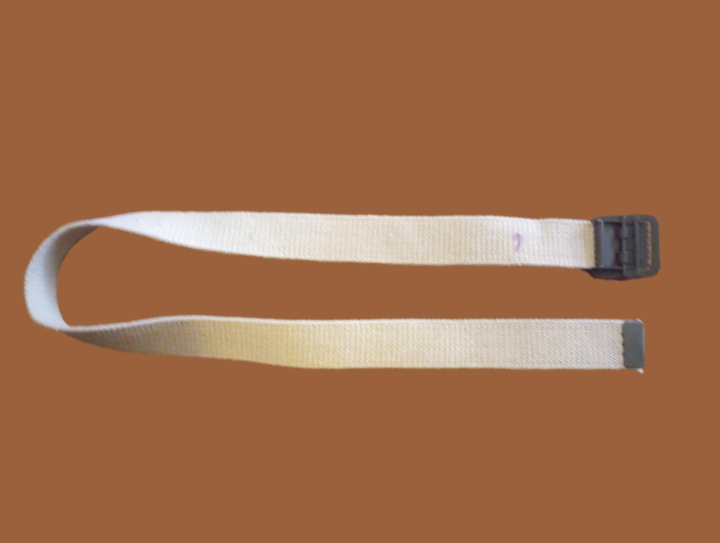 ORIGINAL FRENCH MILITARY ISSUE KHAKI WEB BELT WITH OPEN FACE BUCKLE