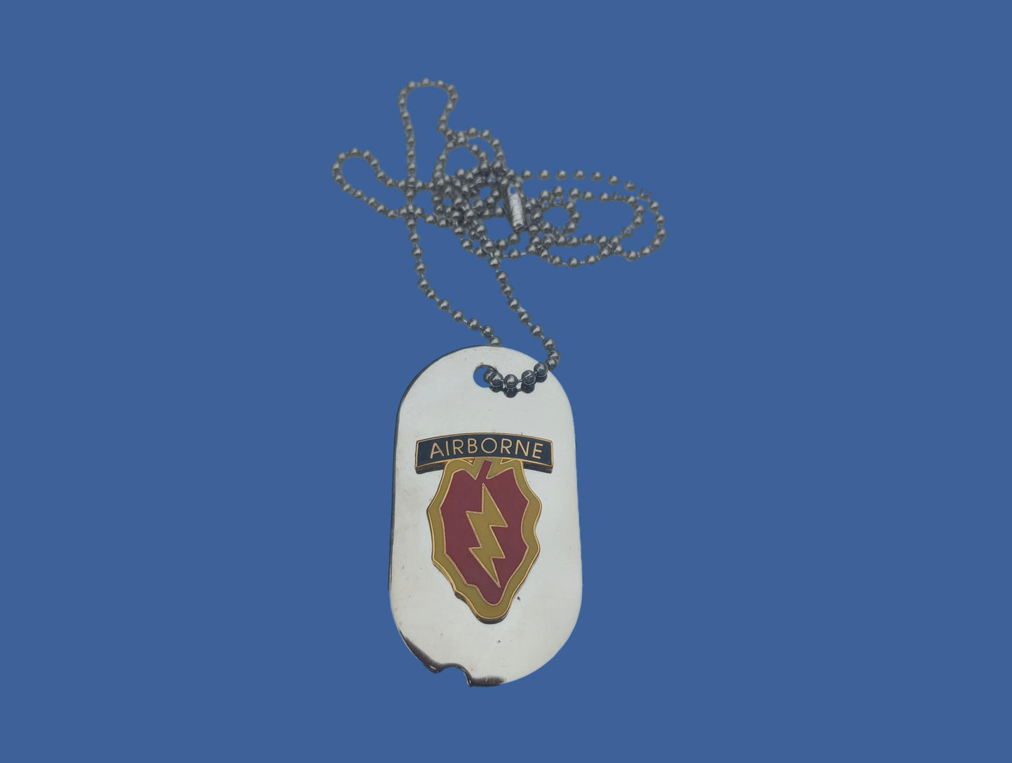 U.S MILITARY 25th DIVISION NECKLACE CHROME PLATED STAINLESS STEEL DOG TAG