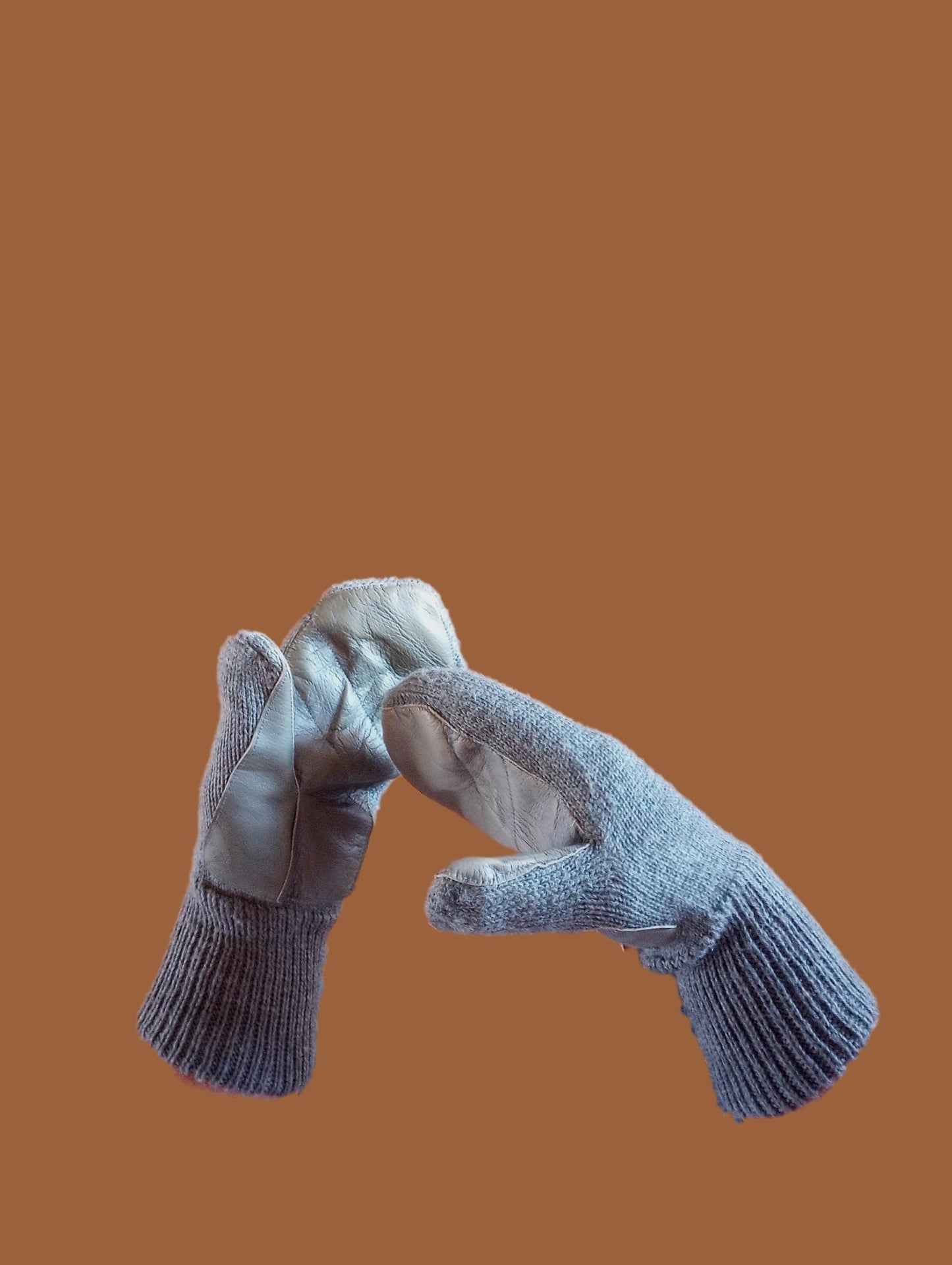 SWISS MILITARY WOOL MITTENS ARMY COLD WEATHER LEATHER PALMS SURPLUS