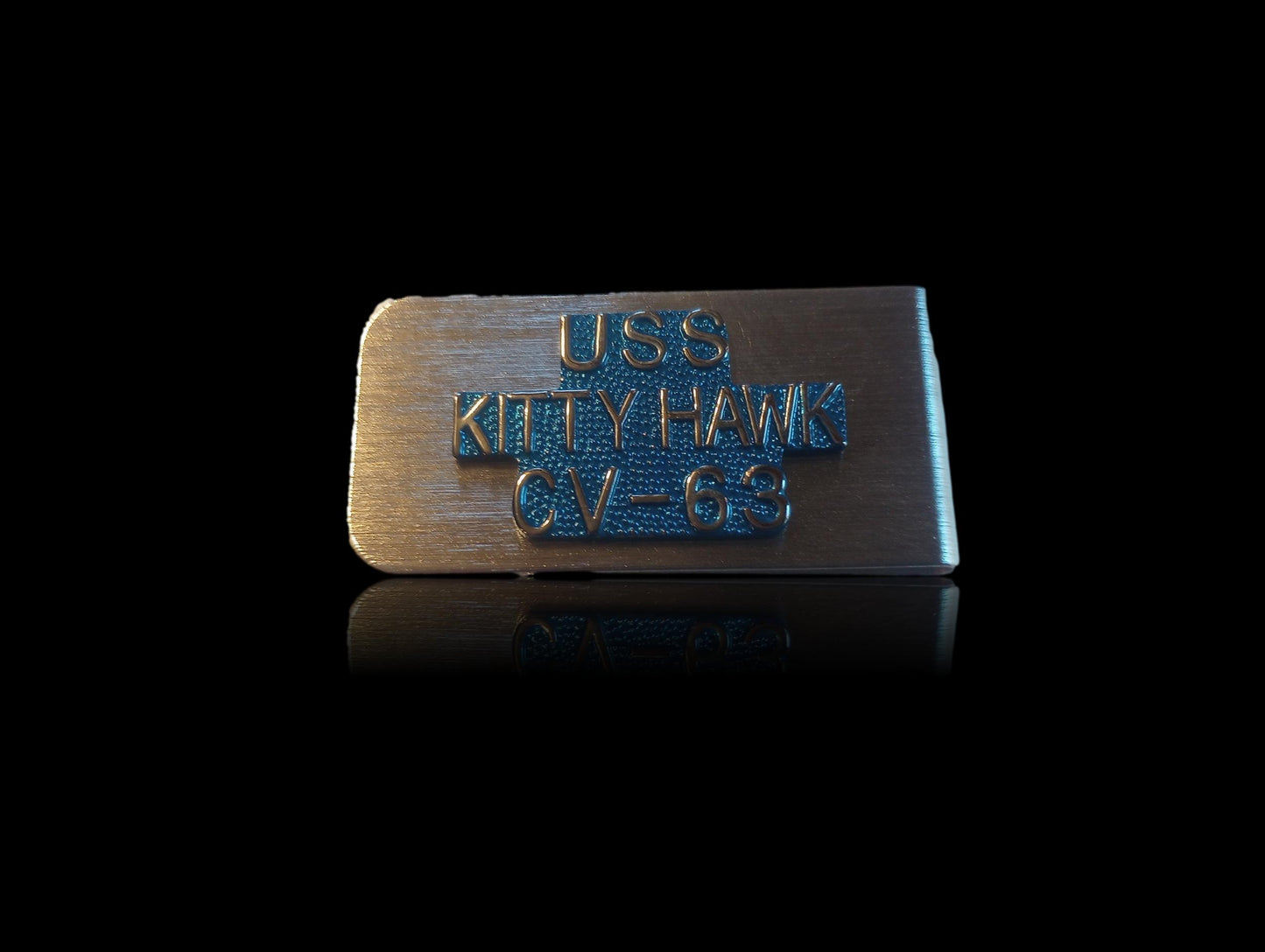 U.S MILITARY NAVY CARRIER U.S.S KITTY HAWK CV-63 METAL MONEY CLIP U.S.A MADE