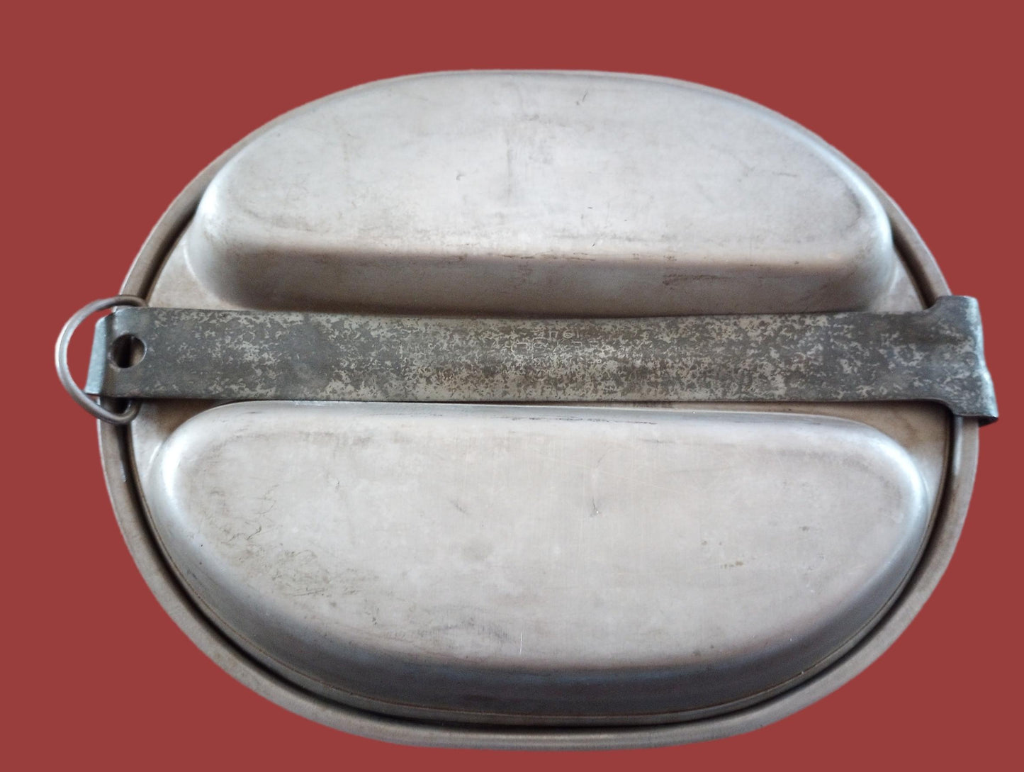 WWII U.S MILITARY MESS KIT WITH MEAT CAN POUCH 1945 KHAKI M-1928 GENUINE SET