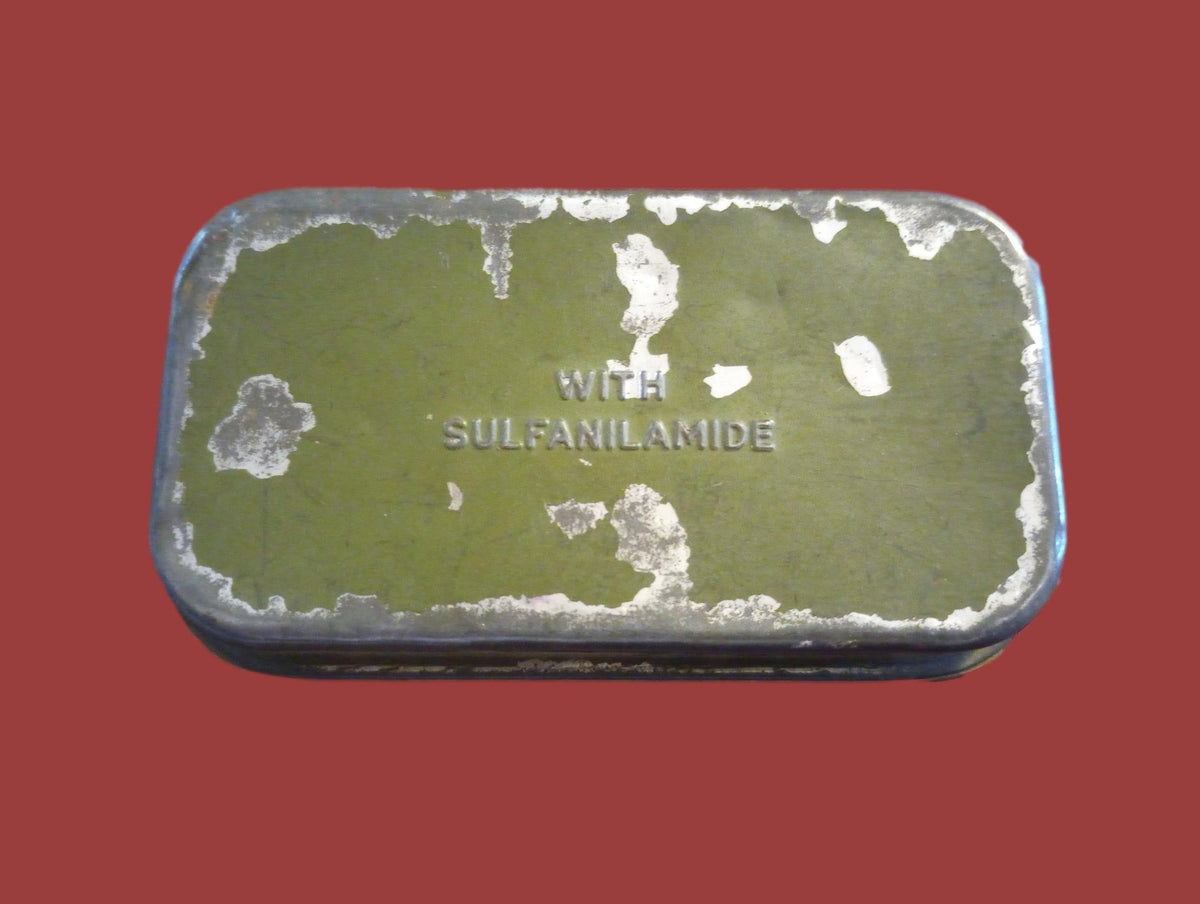 WWII U.S Army/USMC Khaki First Aid Pouch & Carlisle Tin Bandage M-1924