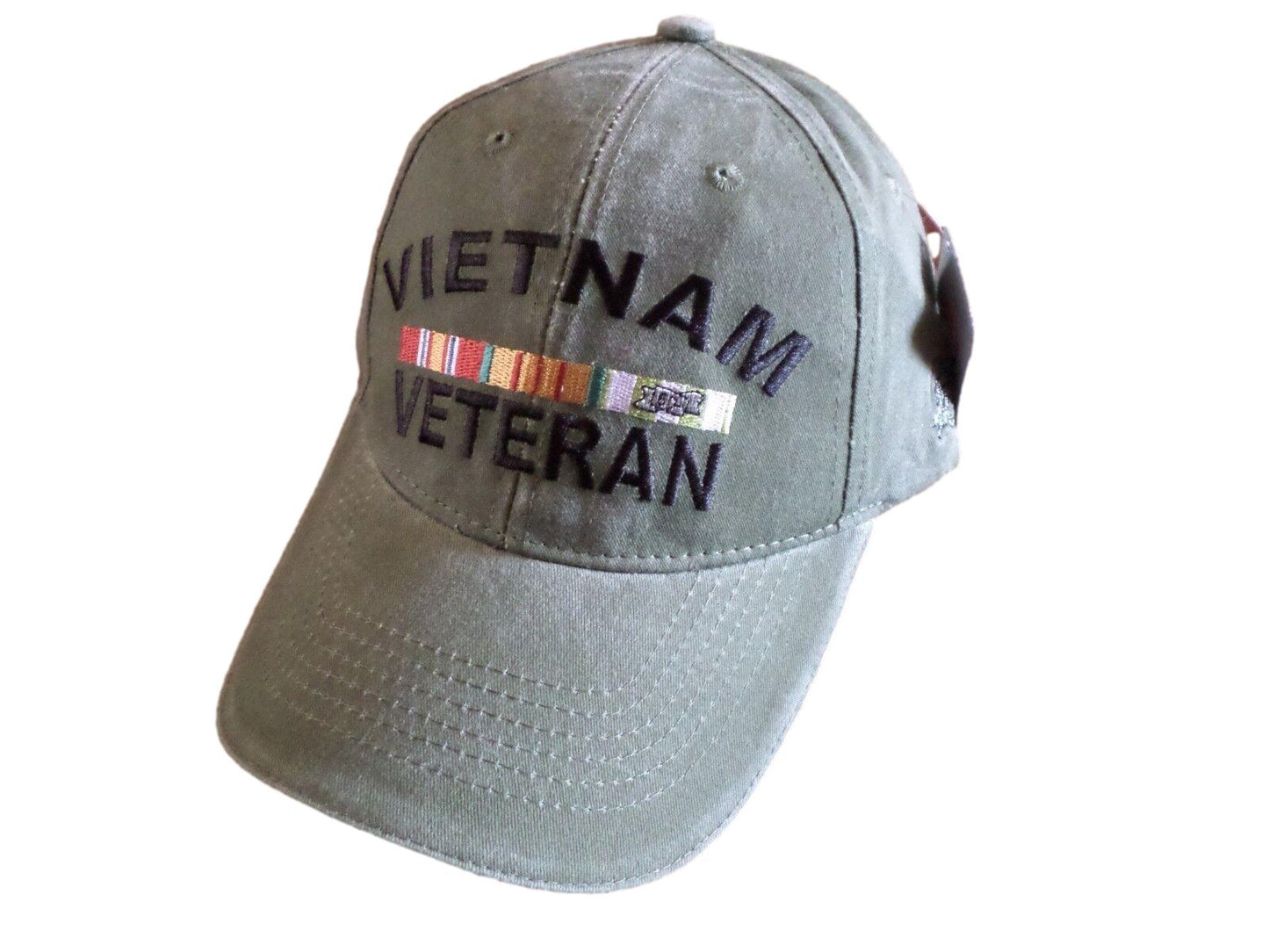 U.S MILITARY VIETNAM VETERAN HAT BALL CAP STONE WASHED OD GREEN
