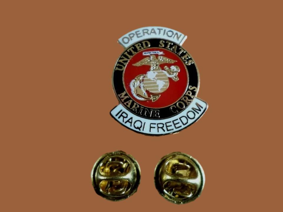 U.S MILITARY MARINE CORPS OPERATION IRAQI FREEDOM HAT LAPEL PIN OIF