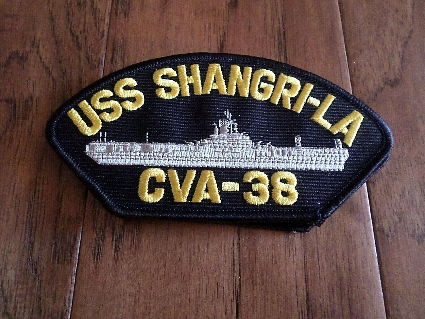 USS SHANGRI- LA CVA-38 U.S NAVY SHIP HAT PATCH CARRIER U.S.A MADE HEAT TRANSFER