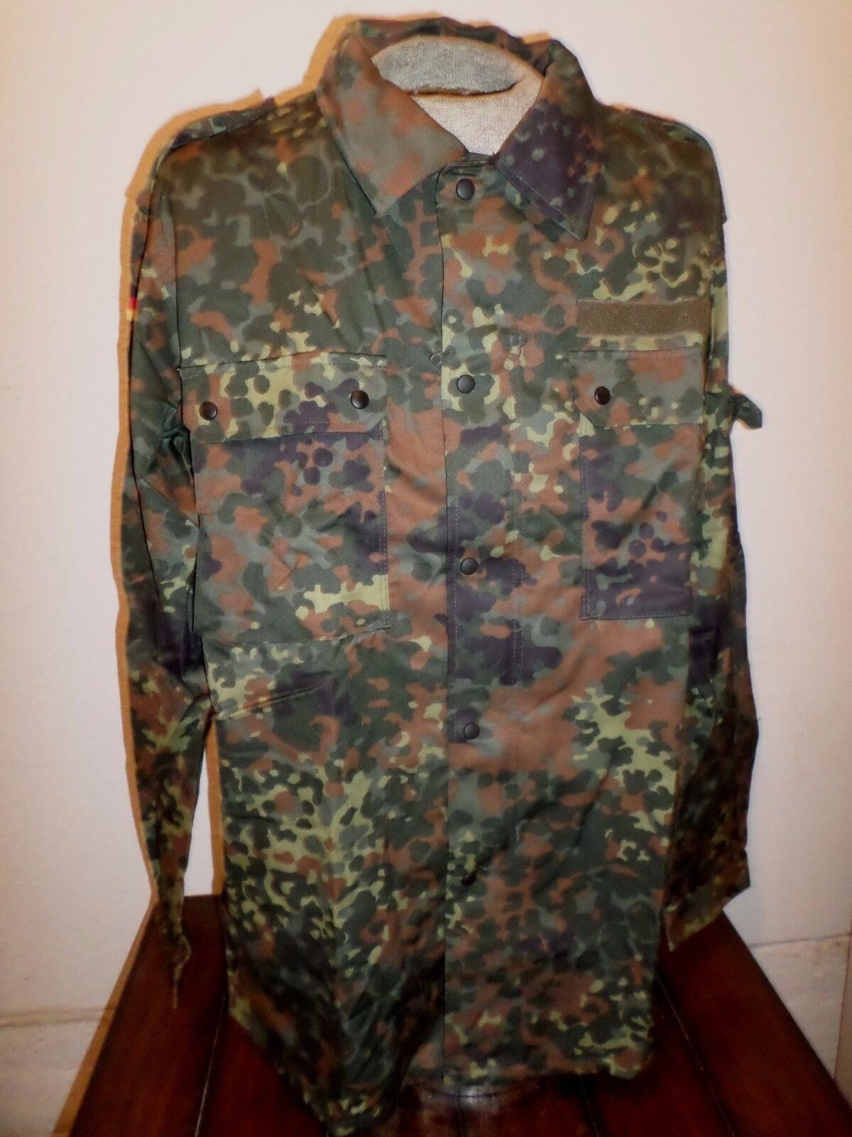NEW GERMAN ARMY ISSUE FLECKTARN FLECK CAMOUFLAGE SHIRT/JACKET SIZE XL 48 LONG