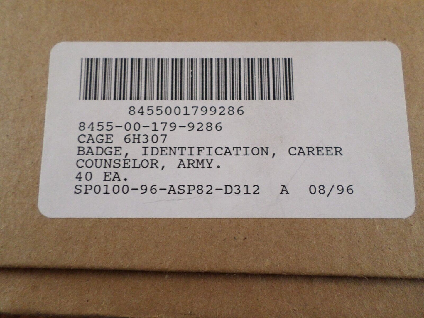 U.S MILITARY ARMY CAREER COUNSELOR BADGE SILVER SATIN FINISH NEW IN BOX FULLSIZE