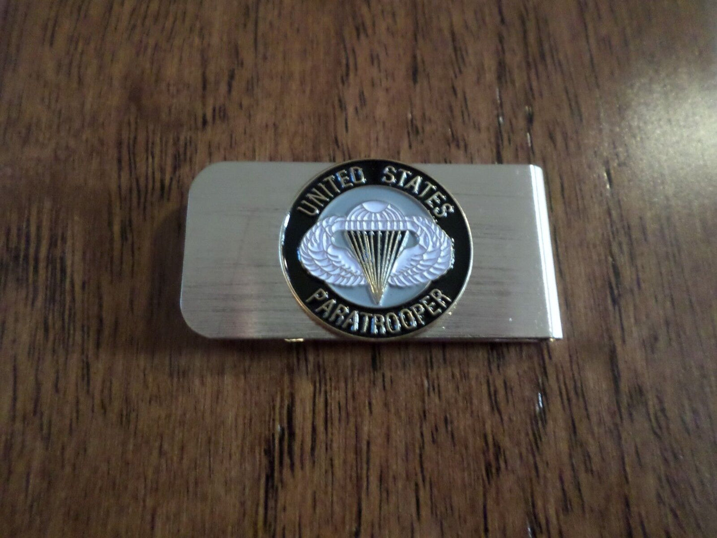 U.S MILITARY ARMY PARATROOPER STAINLESS STEEL MONEY CLIP JUMP WINGS U.S.A MADE