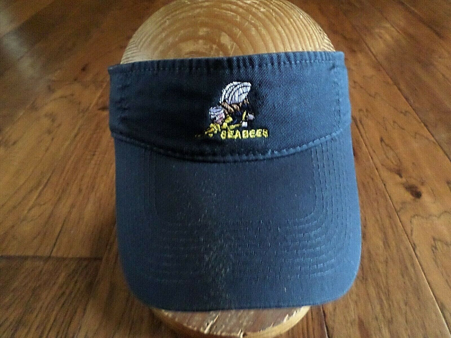 U.S NAVY SEABEES SUN VISOR CAP BLUE HAT WITH EMBROIDERED SEABEES