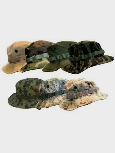 BOONIE HATS CAMOUFLAGE USMC WOODLAND TIGER STRIPE DESERT RIP-STOP MILITARY STYLE