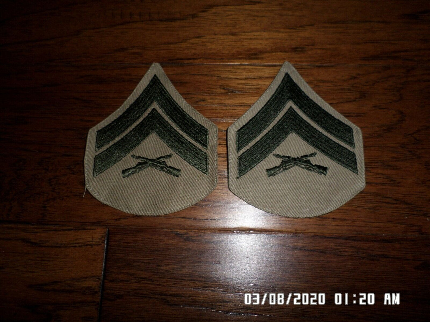 MARINE CORPS CORPORAL SHOULDER PATCHES SERVICE KHAKI UNIFORM CHEVRON