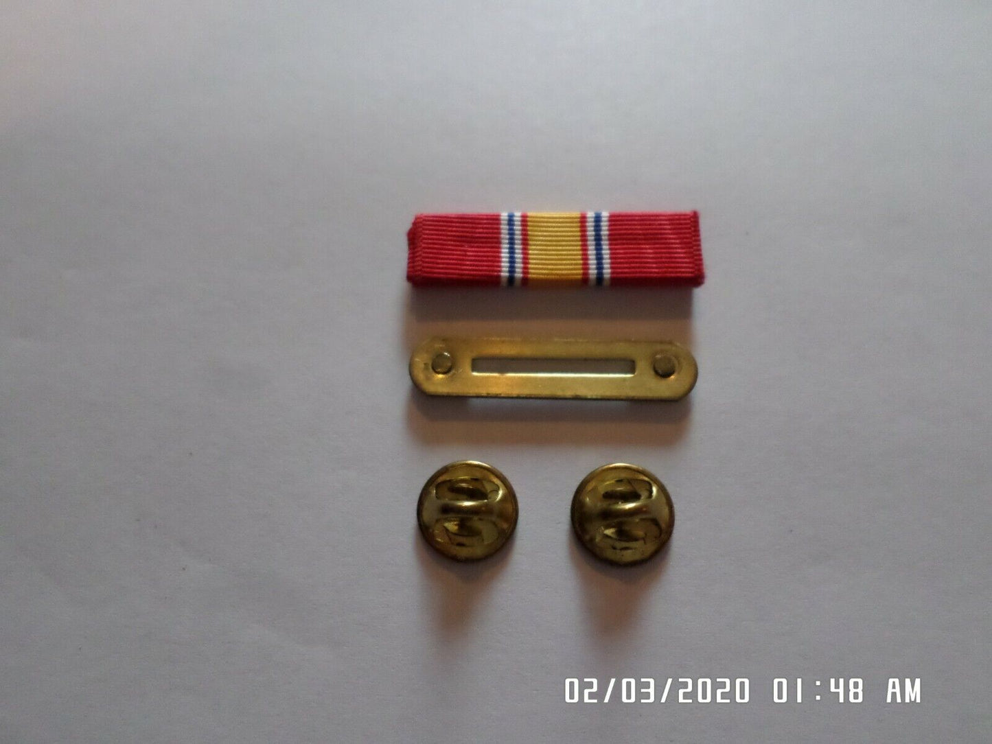 NATIONAL DEFENSE SERVICE RIBBON WITH RIBBON HOLDER US MILITARY VETERAN G.I ISSUE