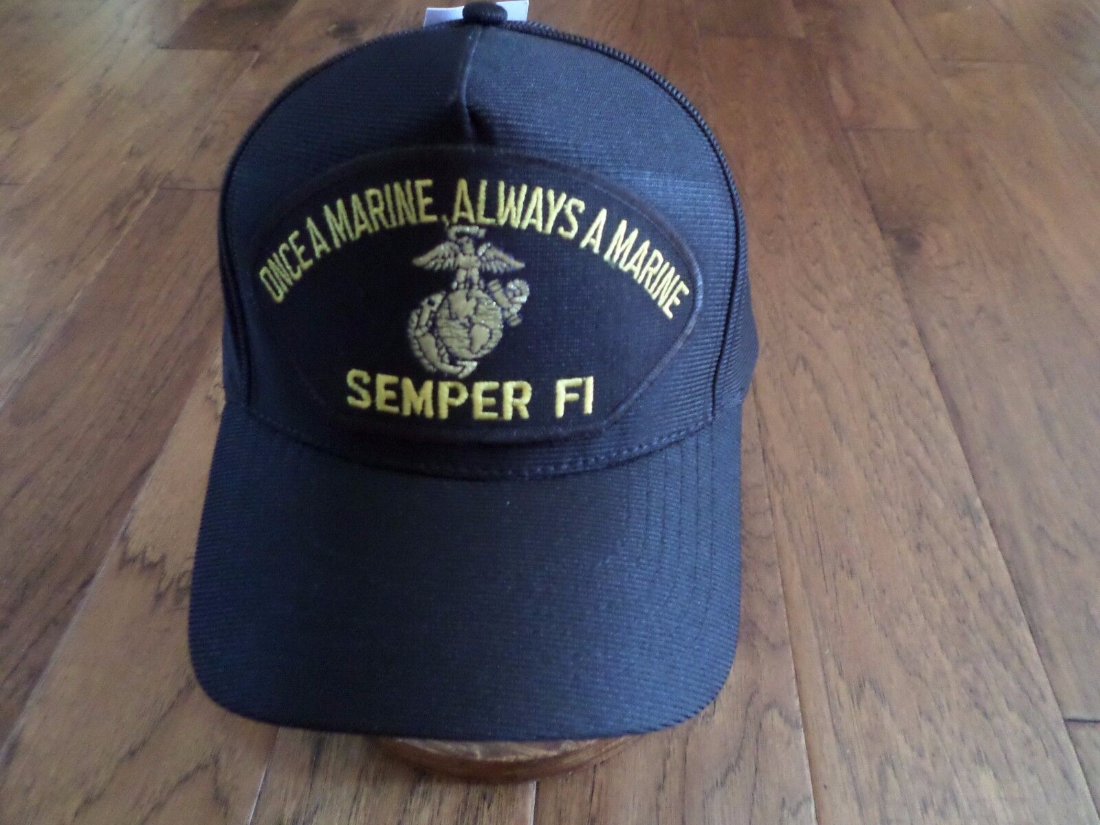 thumbnail interactive-video image 1 of Eagle Emblems USMC Semper Fi Cap – 'Once A Marine Always A Marine', All Black, Adjustable 1 of 5
