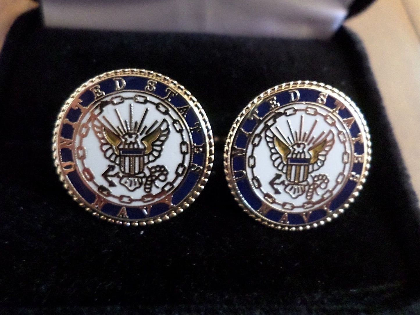 U.S MILITARY NAVY CUFFLINKS WITH JEWELRY BOX 1 SET CUFF LINKS BOXED