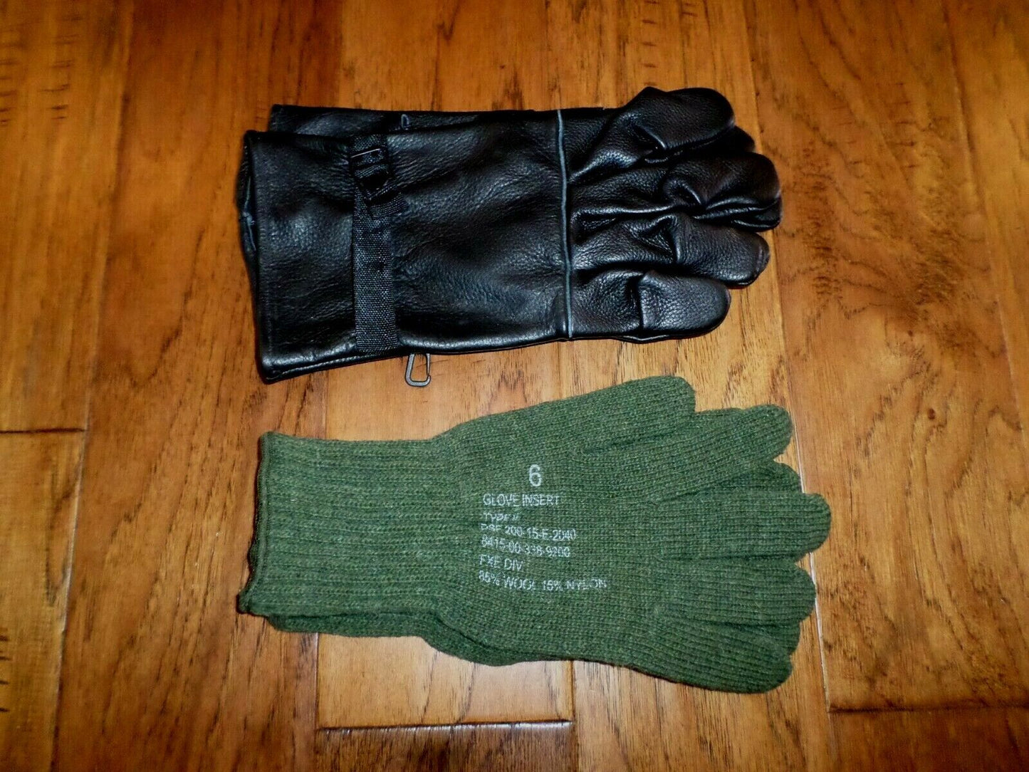 U.S MILITARY STYLE D-3A LEATHER GLOVES COLD WET WEATHER SIZE 6 X- LARGE W/LINER