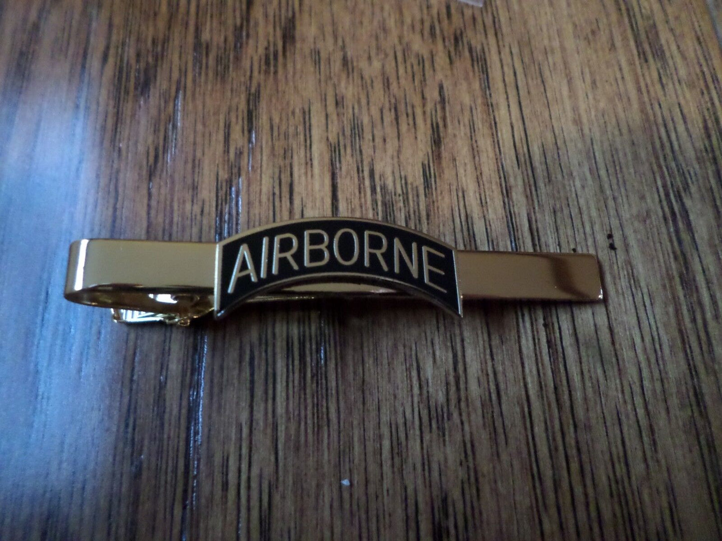 U.S MILITARY ARMY AIRBORNE TIE BAR TIE TAC CLIP ON U.S.A MADE BLACK ROCKER