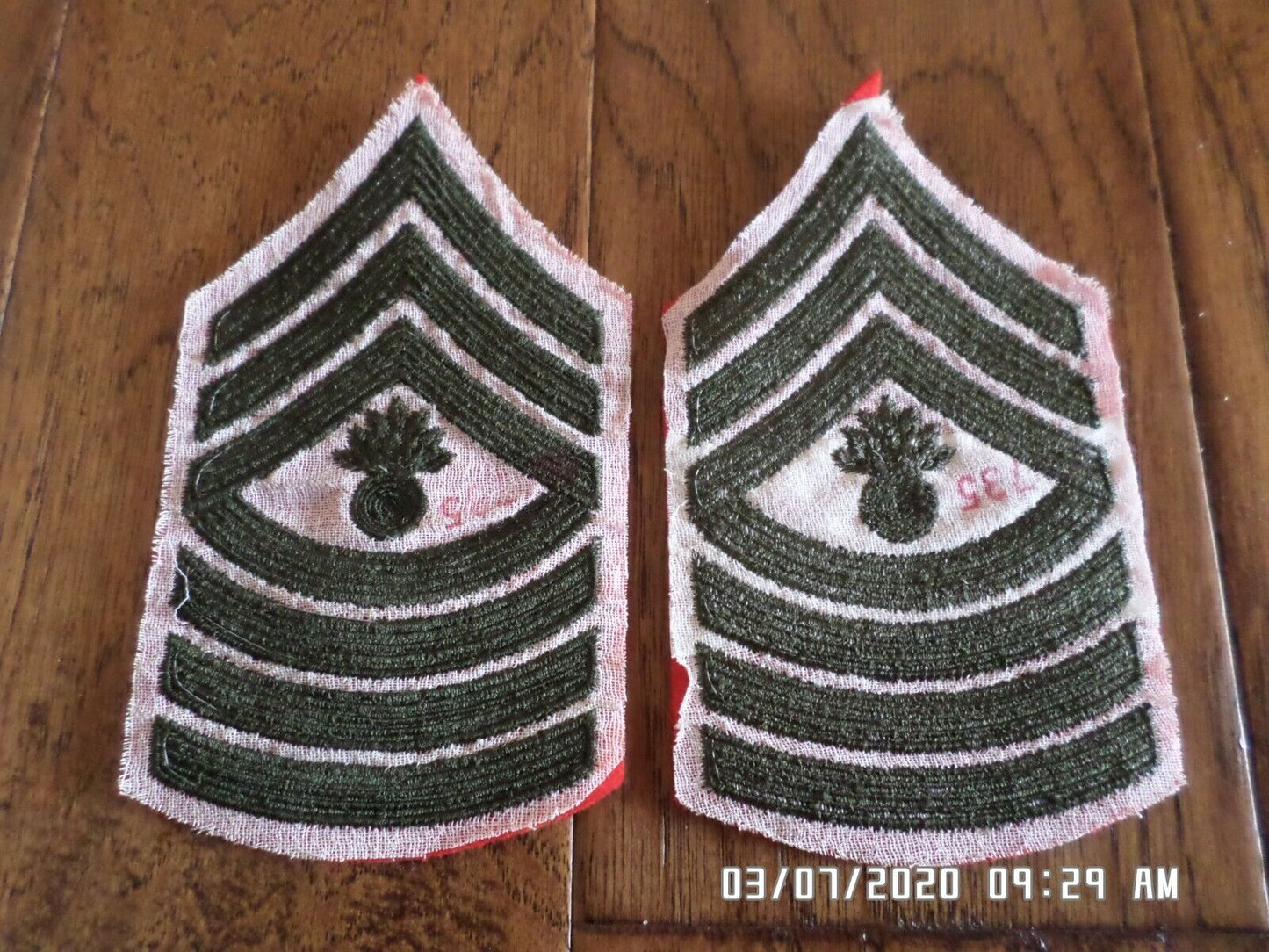 MARINE CORPS MASTER GUNNERY SGT SHOULDER PATCHES SERVICE DRESS UNIFORM CHEVRON