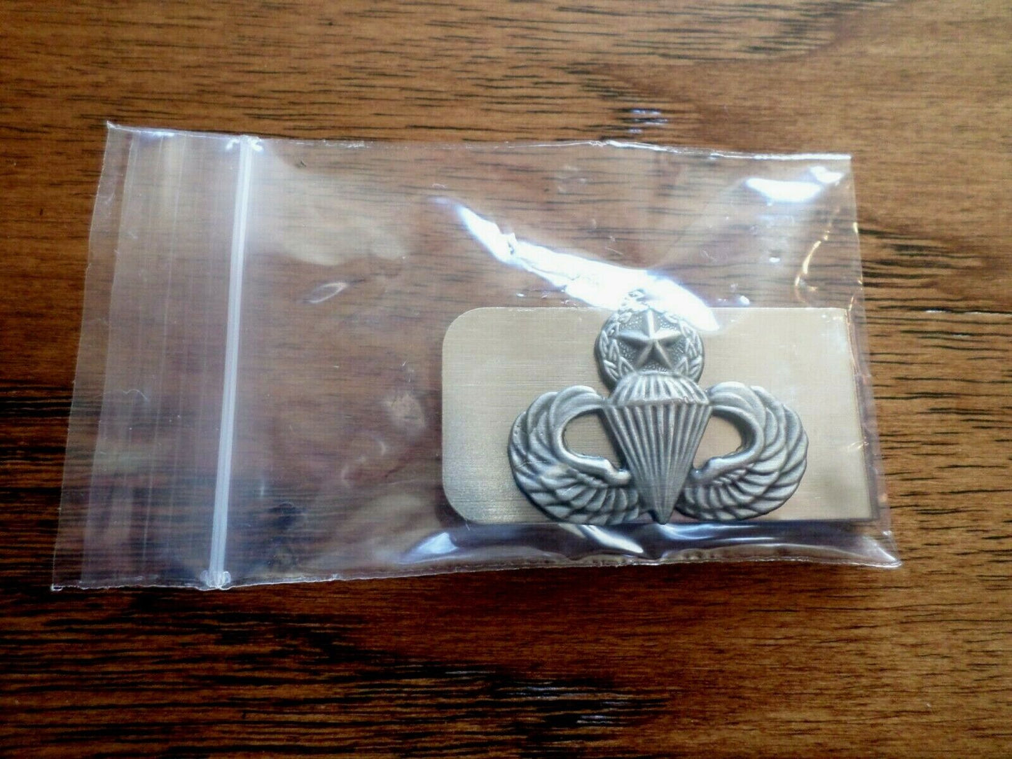 U.S ARMY MASTER PARATROOPER JUMP WINGS STAINLESS STEEL MONEY CLIP U.S.A MADE