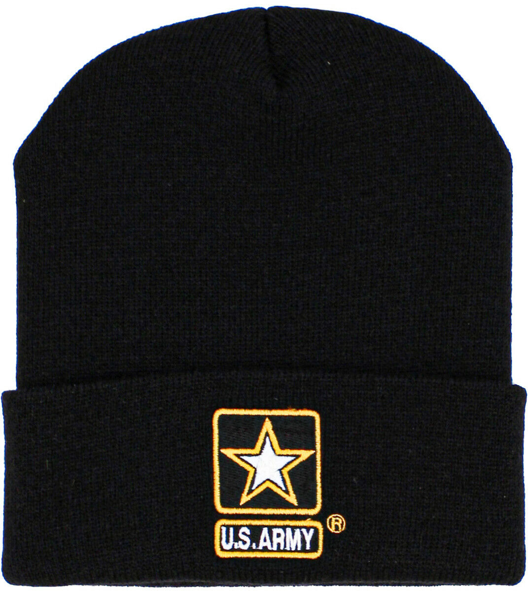 ARMY BLACK BEANIE WATCH CAP COLD WEATHER KNIT HAT USA MADE ARMY STAR LOGO