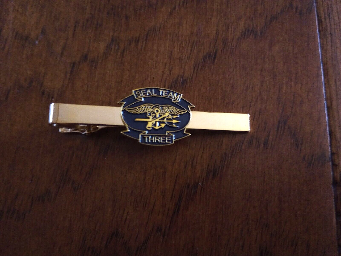 U.S MILITARY NAVY SEAL TEAM THREE TIE BAR TIE TAC CLIP ON U.S.A MADE