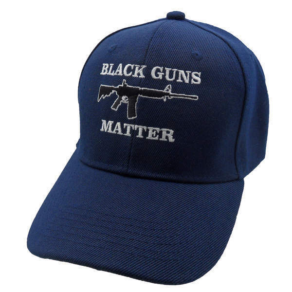 BLACK GUNS MATTER 6 PANEL CAP EMBROIDERED HAT 2nd AMENDMENT NAVY BLUE