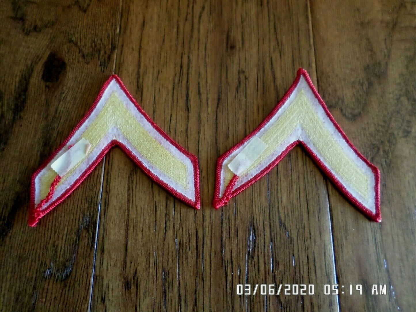 MARINE CORPS PRIVATE FIRST CLASS SHOULDER PATCHES DRESS BLUES UNIFORM CHEVRON