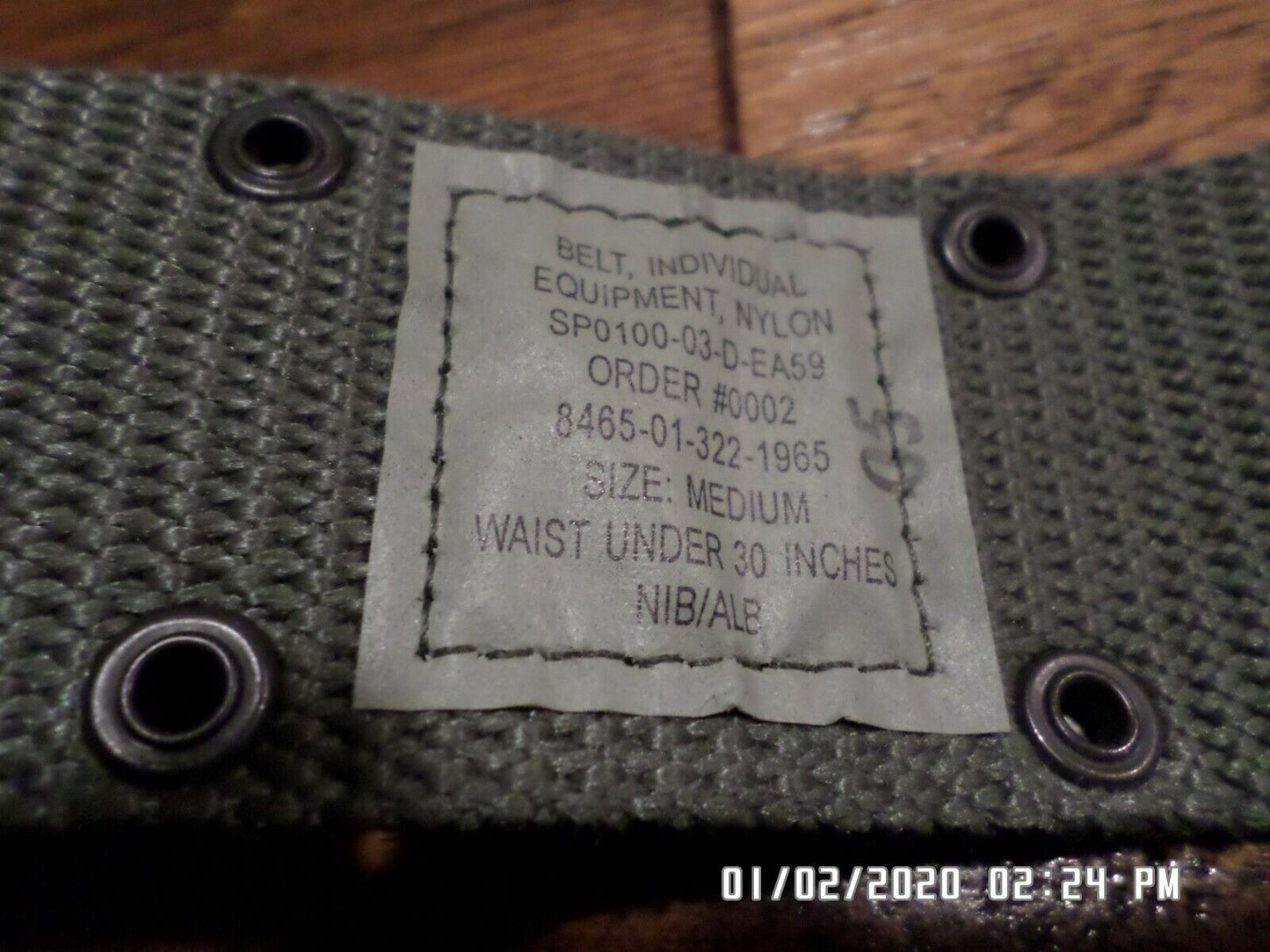 U.S MILITARY ISSUE PISTOL BELT NYLON OD GREEN COMBAT BELT SIZE MEDIUM NEW