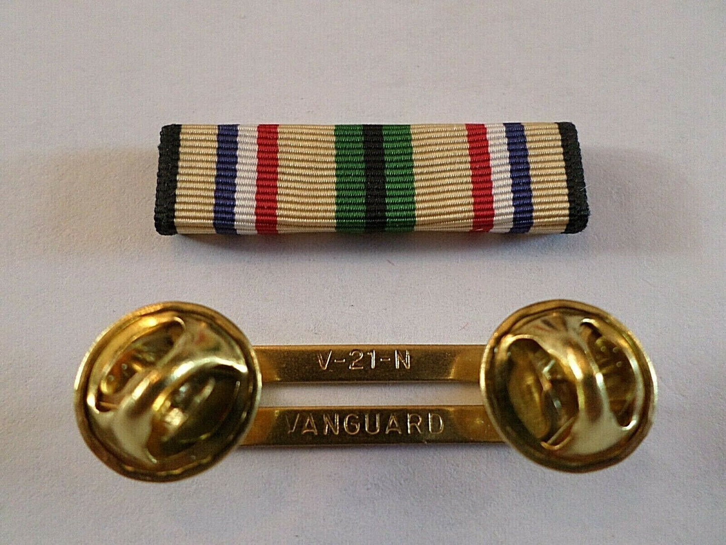 SOUTHWEST ASIA RIBBON WITH BRASS RIBBON HOLDER U.S MILITARY GULF WARS VETERAN