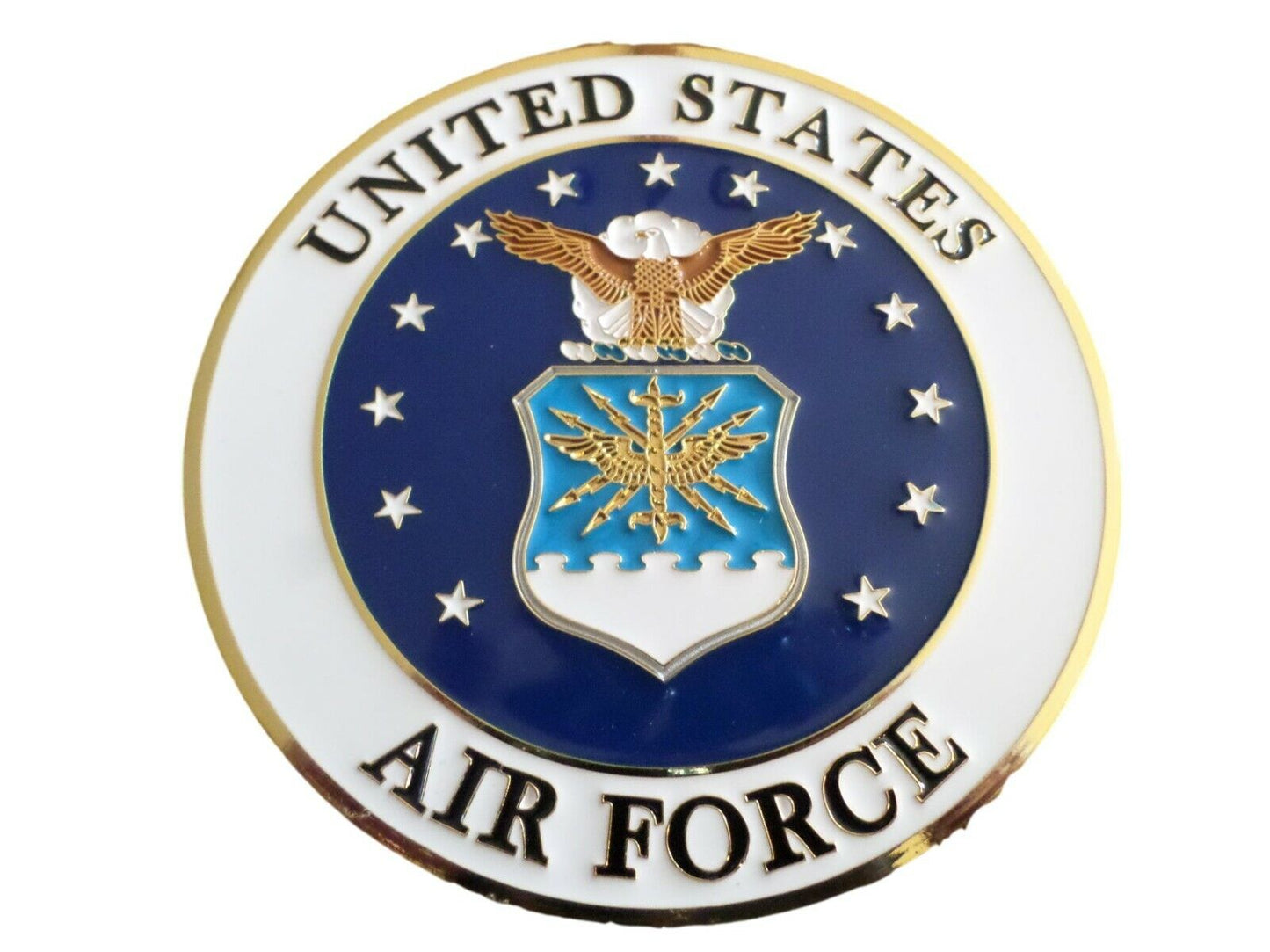 U.S AIR FORCE METAL MEDALLION ENAMEL SHADOW BOX PRESENTATION EMBLEM PLAQUE 4 X 4