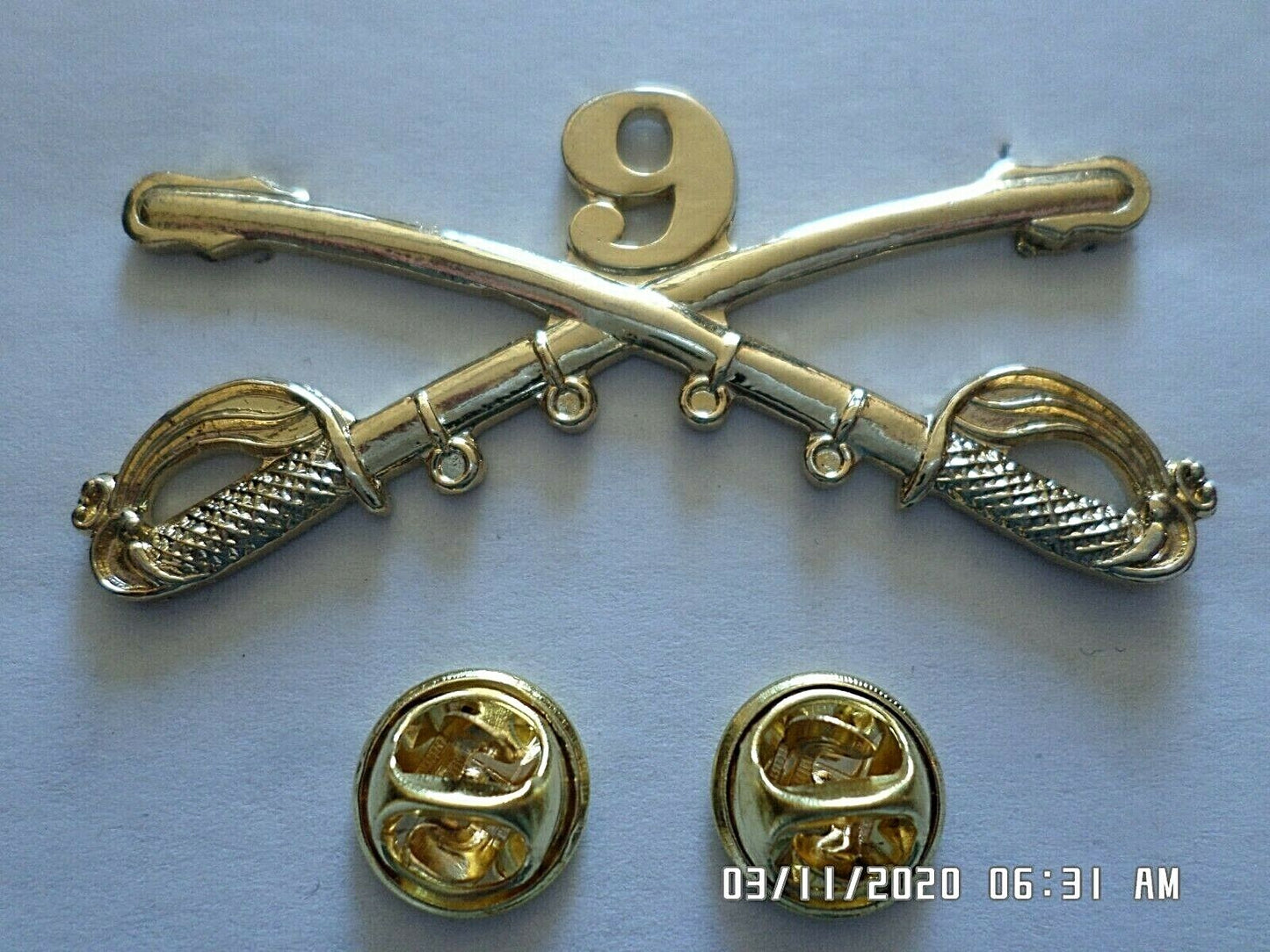 9th CAVALRY SWORDS SABERS MILITARY HAT PIN REGIMENT BADGE BUFFALO SOLDIERS