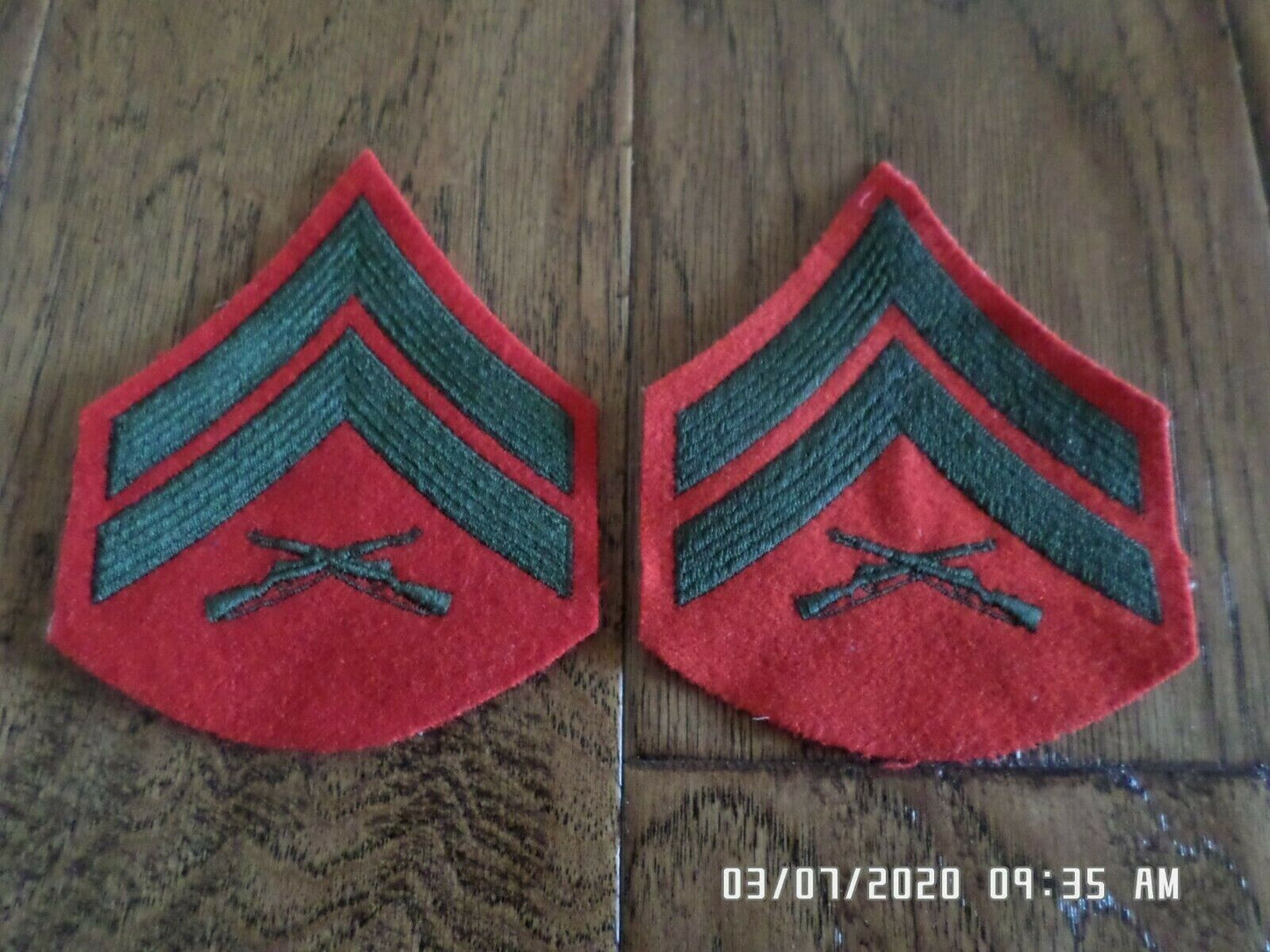 VINTAGE MARINE CORPS CORPORAL SHOULDER PATCHES DRESS UNIFORM CHEVRON
