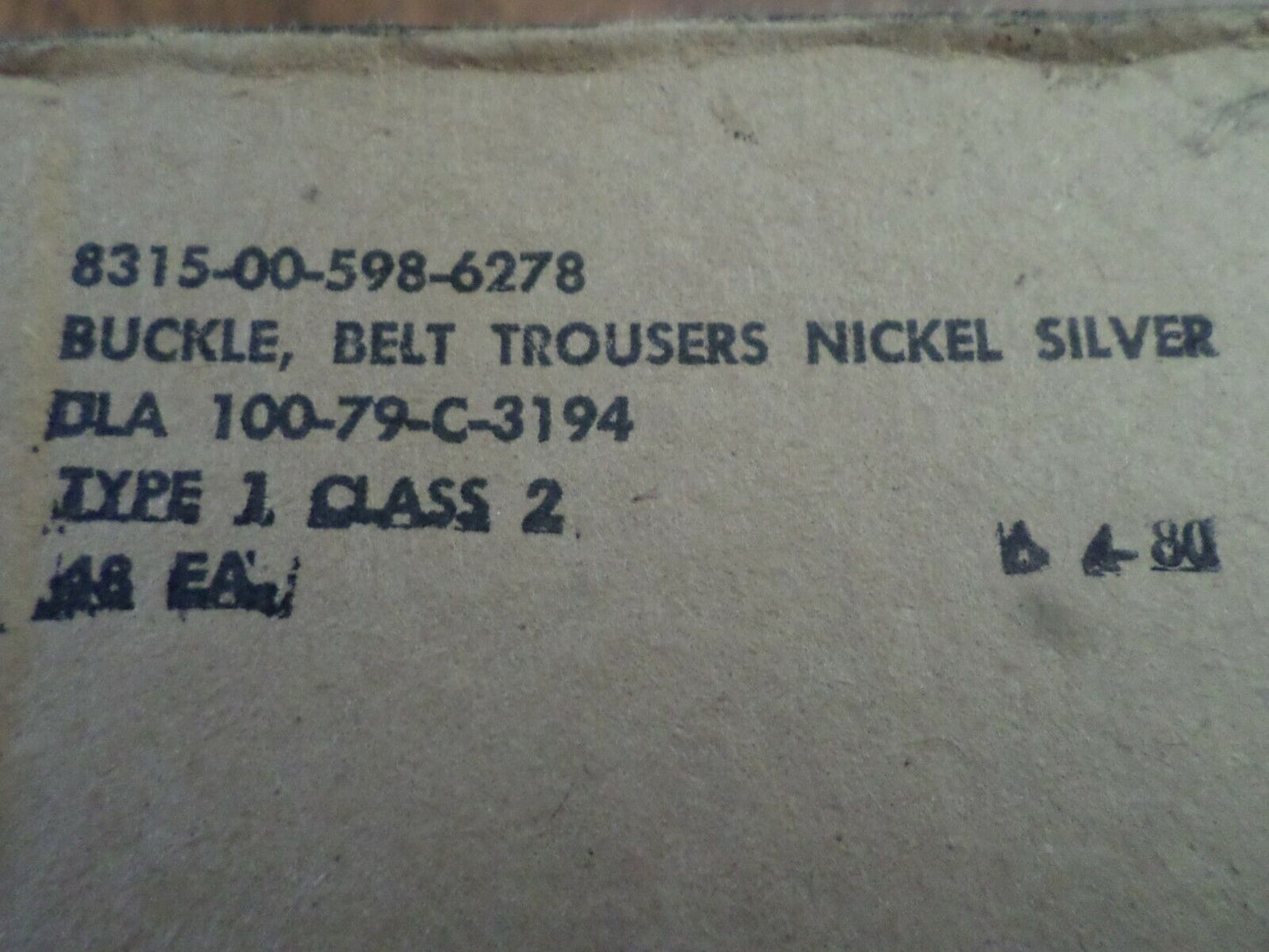 U.S MILITARY ISSUE NICKEL SILVER TROUSER BELT BUCKLE 1-5/16" VINTAGE NEW NOS