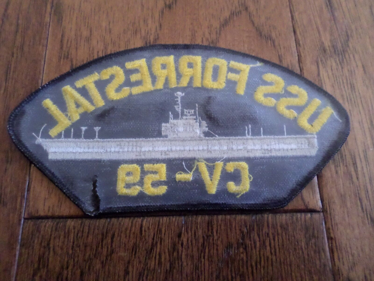 USS FORRESTAL CV-59 U.S NAVY SHIP HAT PATCH NAVY CARRIER USA MADE HEAT TRANSFER