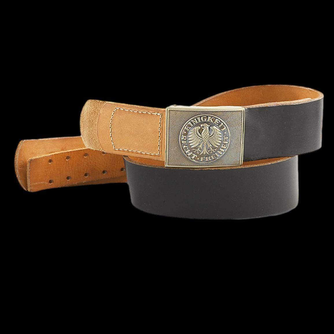 POST WAR WEST GERMAN ARMY LEATHER BELT + BUCKLE SIZE MEDIUM 100cm 39" INCHES
