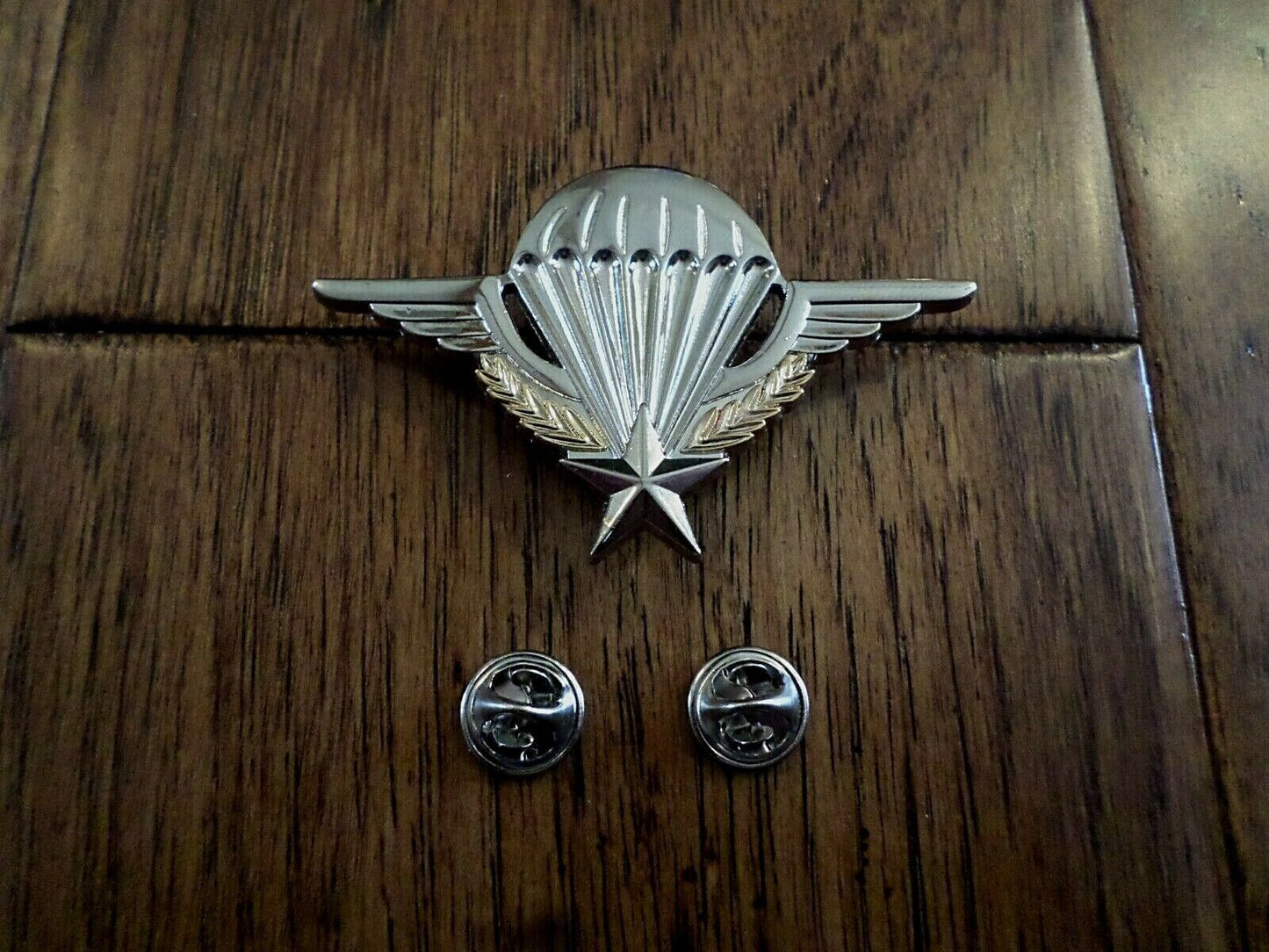 FRENCH MILITARY JUMP WINGS BADGE PARATROOPER 2 7/8" DOUBLE POST METAL PIN