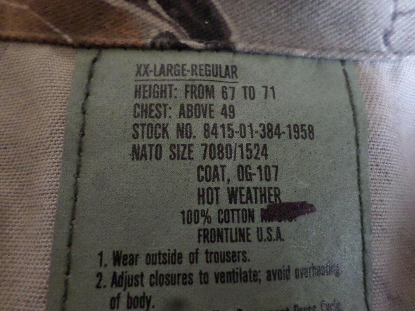 FRONTLINE CAMOUFLAGE HUNTING BDU SHIRTS JACKET 4 POCKET USA MADE