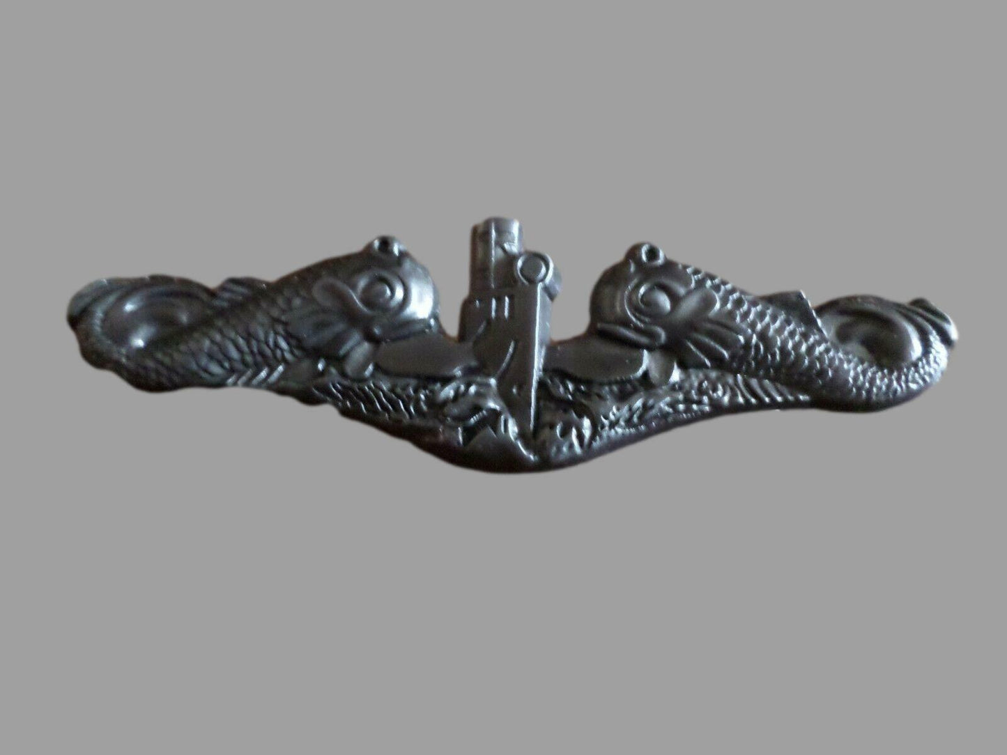 U.S MILITARY NAVY SILVER ENLISTED SUBMARINE PIN BADGE DOUBLE CLUTCH BACK